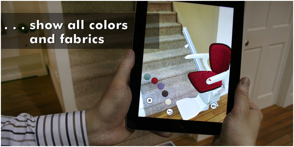 Show the stairlift colors and fabrics
